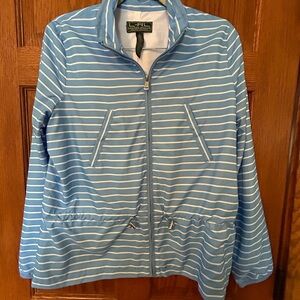 Lauren Ralph Lauren Light Blue Striped Utility Jacket size Large.